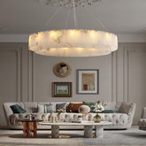 Sawyer Alabaster Flake 2 tier Round Art Chandelier